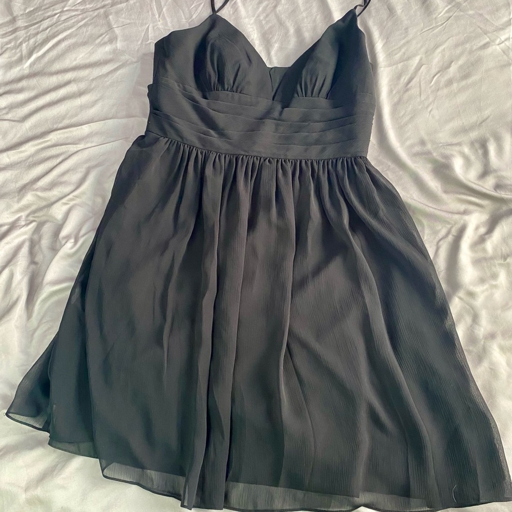 Elegant Black Mini Dress size 12 Chiffon Glam Party Holiday Cocktail